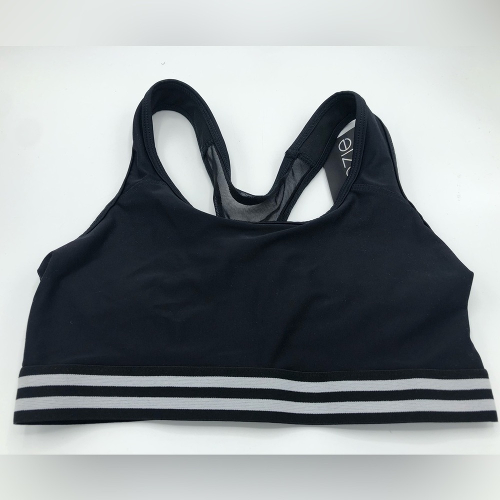 Onzie Black Striped Elastic Band Sports Bra